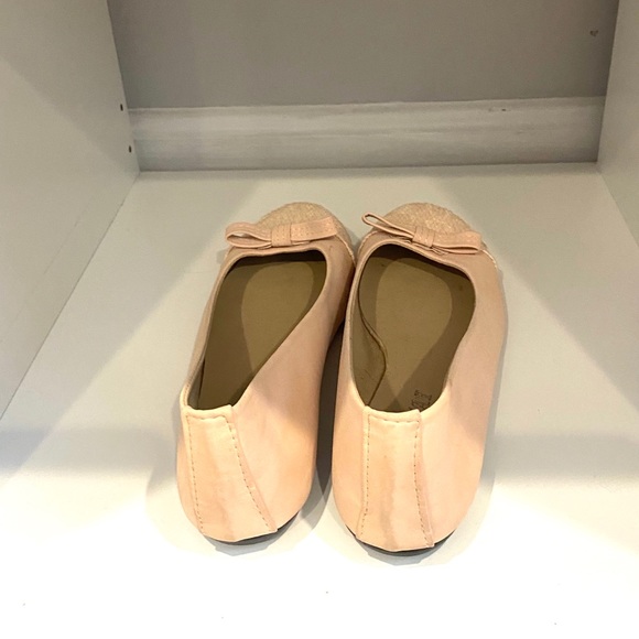 Pink Ballet Flats Lace Bow Shoes sz 6 - Picture 3 of 6